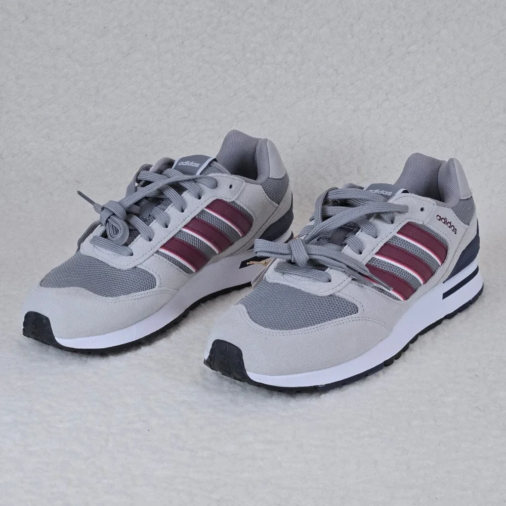 Adidas Run 80s Mens Sneakers Grey Burgundy Navy ID1882 Size 7 NEW